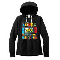 Level 100 Days Of School Unlocked Gamer Video Games Women's Fleece Hoodie