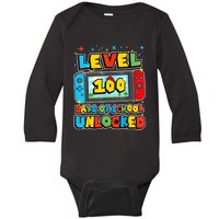 Level 100 Days Of School Unlocked Gamer Video Games Baby Long Sleeve Bodysuit