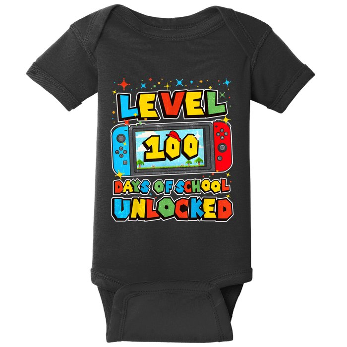 Level 100 Days Of School Unlocked Gamer Video Games Baby Bodysuit