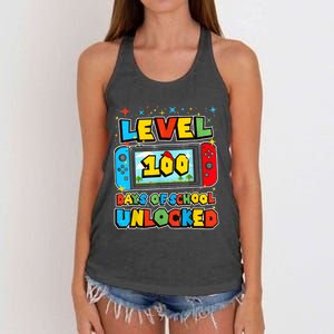 Level 100 Days Of School Unlocked Gamer Video Games Women's Knotted Racerback Tank