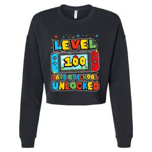 Level 100 Days Of School Unlocked Gamer Video Games Cropped Pullover Crew