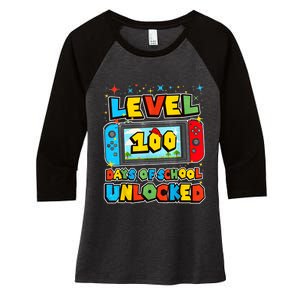 Level 100 Days Of School Unlocked Gamer Video Games Women's Tri-Blend 3/4-Sleeve Raglan Shirt