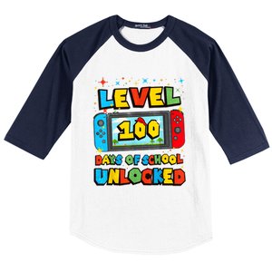 Level 100 Days Of School Unlocked Gamer Video Games Baseball Sleeve Shirt