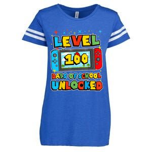 Level 100 Days Of School Unlocked Gamer Video Games Enza Ladies Jersey Football T-Shirt