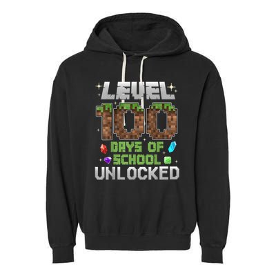 Level 100 Days Of School Unlock Gamer 100th Day Garment-Dyed Fleece Hoodie