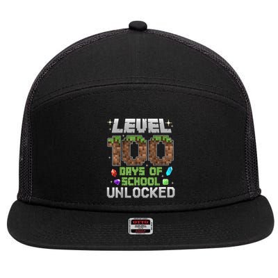 Level 100 Days Of School Unlock Gamer 100th Day 7 Panel Mesh Trucker Snapback Hat