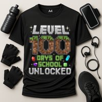 Level 100 Days Of School Unlock Gamer 100th Day Cooling Performance Crew T-Shirt