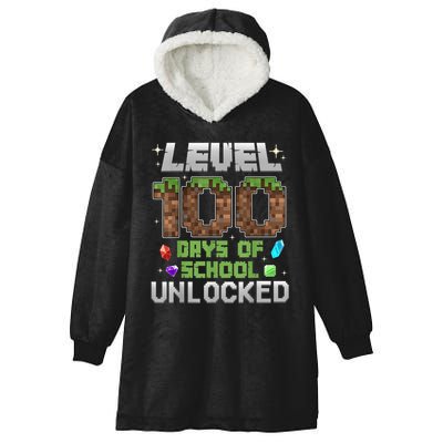 Level 100 Days Of School Unlock Gamer 100th Day Hooded Wearable Blanket
