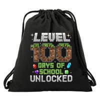 Level 100 Days Of School Unlock Gamer 100th Day Drawstring Bag