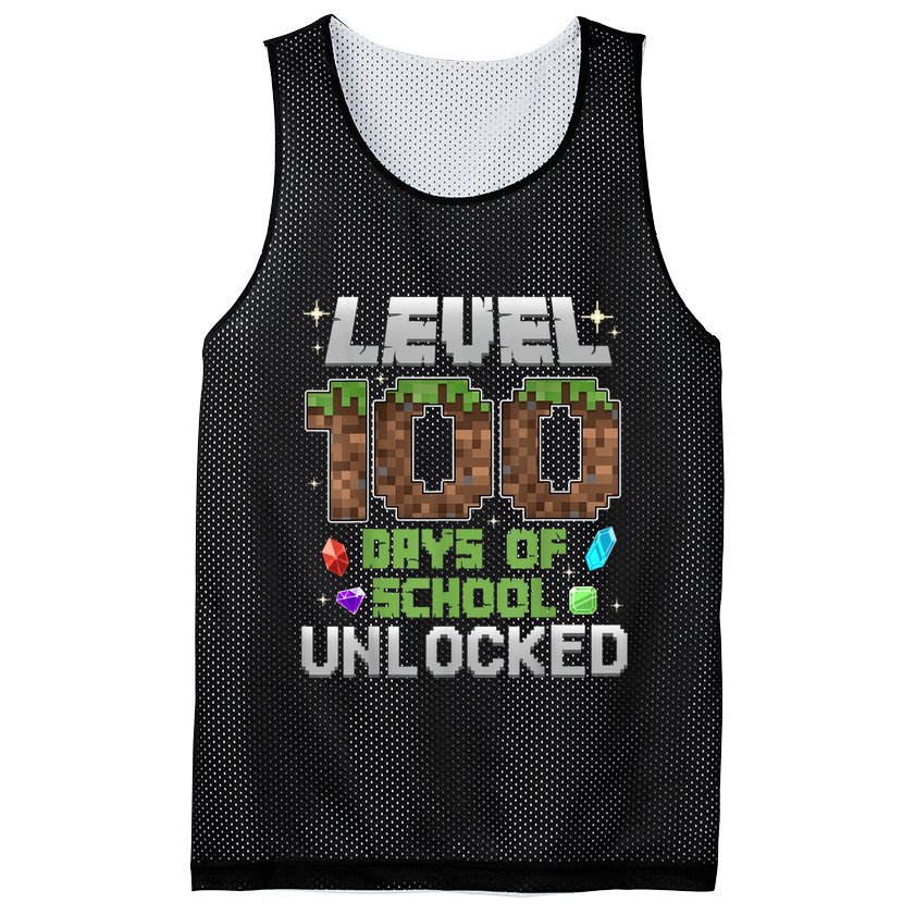 Level 100 Days Of School Unlock Gamer 100th Day Mesh Reversible Basketball Jersey Tank