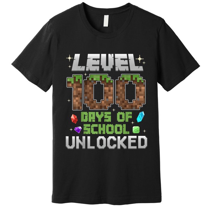 Level 100 Days Of School Unlock Gamer 100th Day Premium T-Shirt