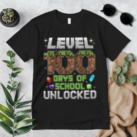 Level 100 Days Of School Unlock Gamer 100th Day Premium T-Shirt