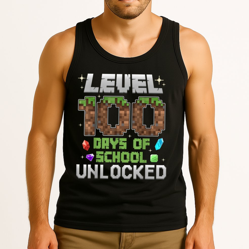 Level 100 Days Of School Unlock Gamer 100th Day Tank Top