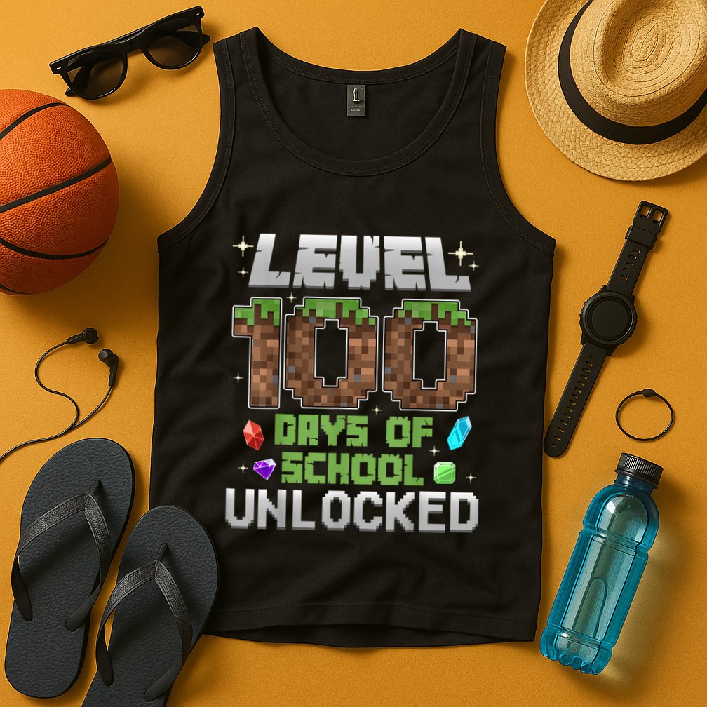 Level 100 Days Of School Unlock Gamer 100th Day Tank Top