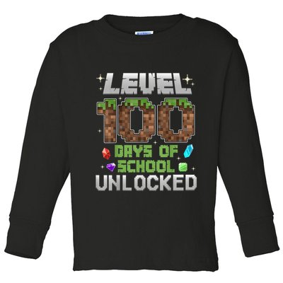 Level 100 Days Of School Unlock Gamer 100th Day Toddler Long Sleeve Shirt