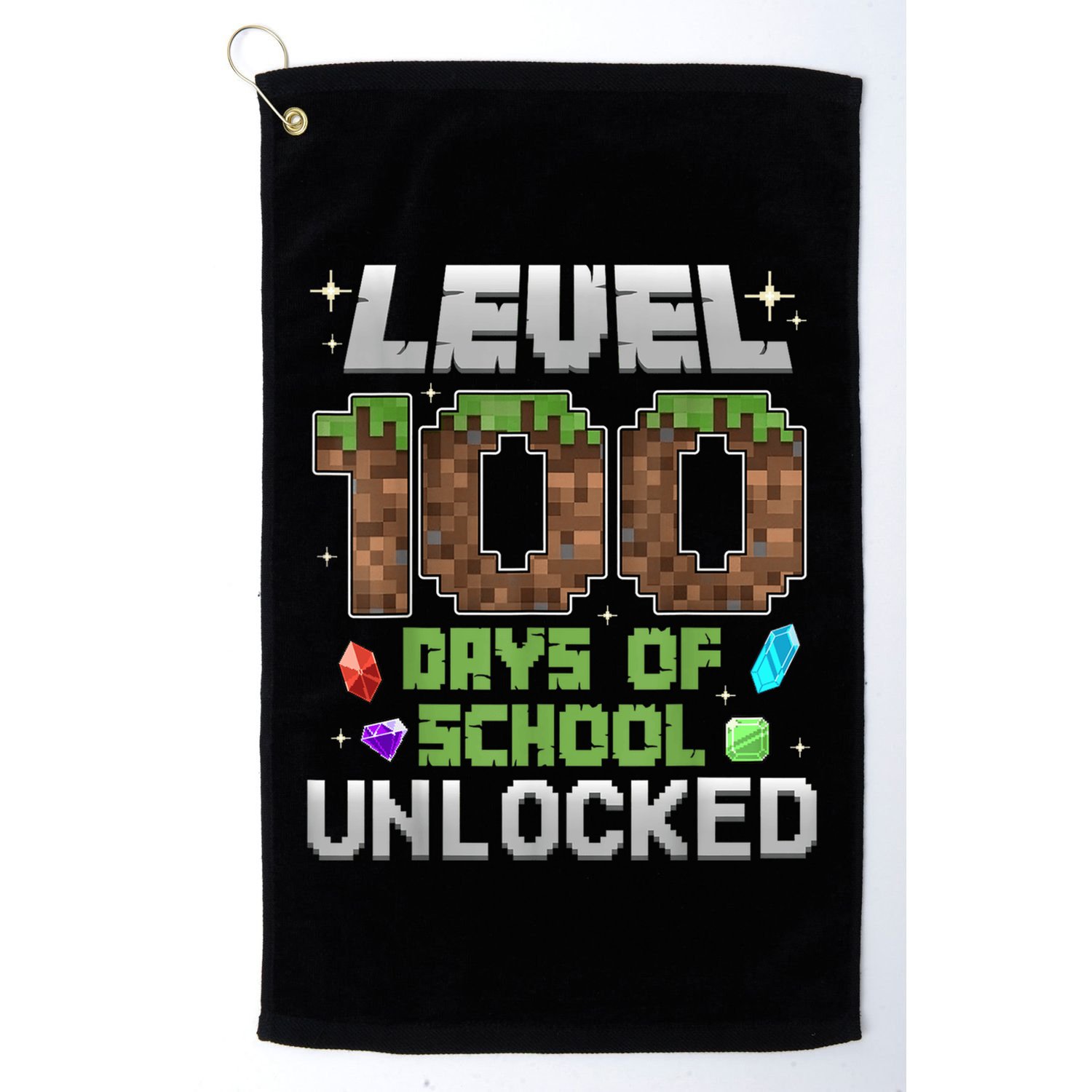 Level 100 Days Of School Unlock Gamer 100th Day Golf Towel