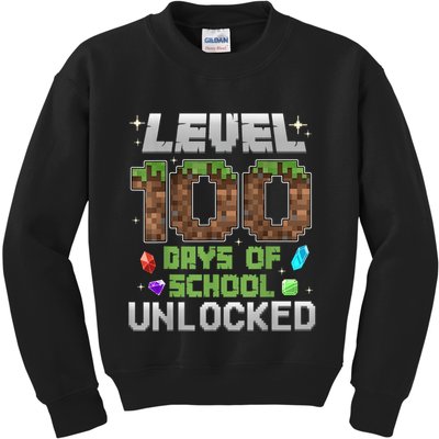 Level 100 Days Of School Unlock Gamer 100th Day Kids Sweatshirt