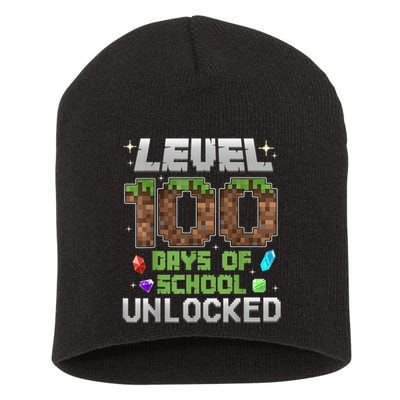 Level 100 Days Of School Unlock Gamer 100th Day Short Acrylic Beanie