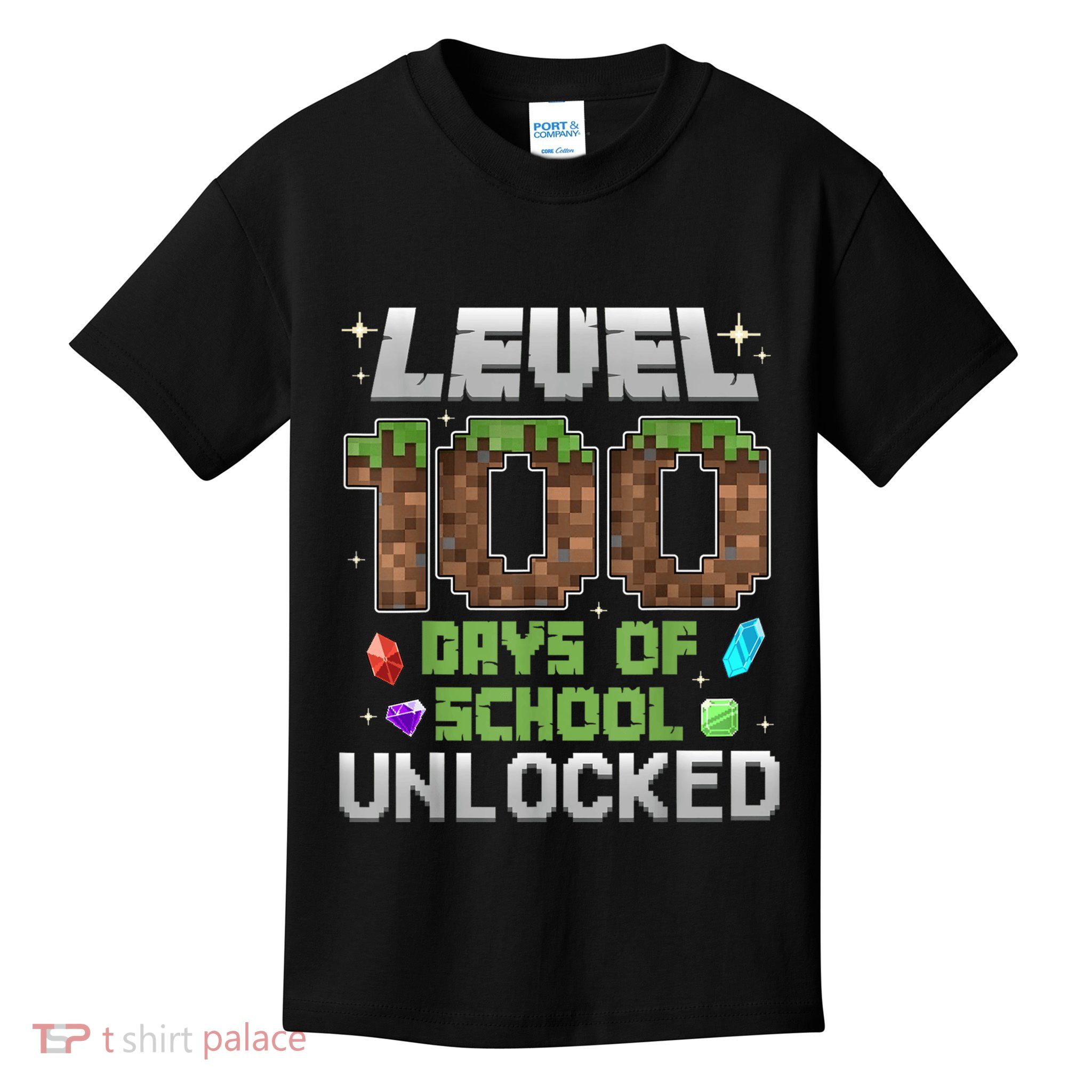 Level 100 Days Of School Unlock Gamer 100th Day Kids T-Shirt