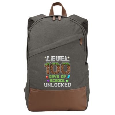 Level 100 Days Of School Unlock Gamer 100th Day Cotton Canvas Backpack