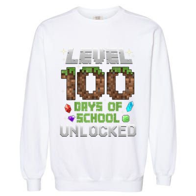 Level 100 Days Of School Unlock Gamer 100th Day Garment-Dyed Sweatshirt