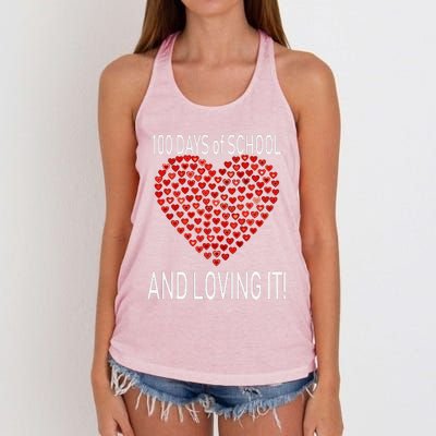 Loving 100 Days Of School Cute Heart Happy Gift Outfit Women's Knotted Racerback Tank