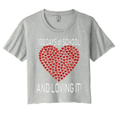 Loving 100 Days Of School Cute Heart Happy Gift Outfit Women's Crop Top Tee