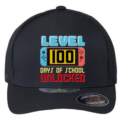 Level 100 Day Of School Unlocked Flexfit Unipanel Trucker Cap