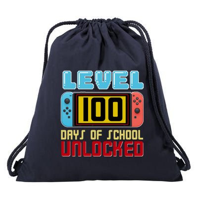Level 100 Day Of School Unlocked Drawstring Bag