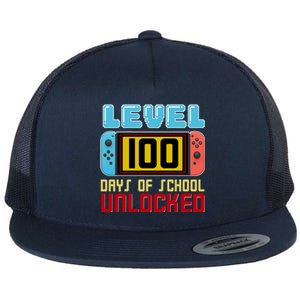 Level 100 Day Of School Unlocked Flat Bill Trucker Hat