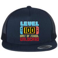 Level 100 Day Of School Unlocked Flat Bill Trucker Hat