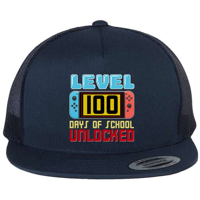 Level 100 Day Of School Unlocked Flat Bill Trucker Hat