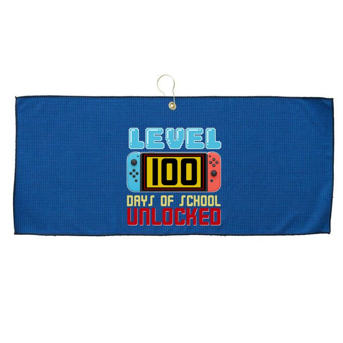 Level 100 Day Of School Unlocked Large Microfiber Waffle Golf Towel