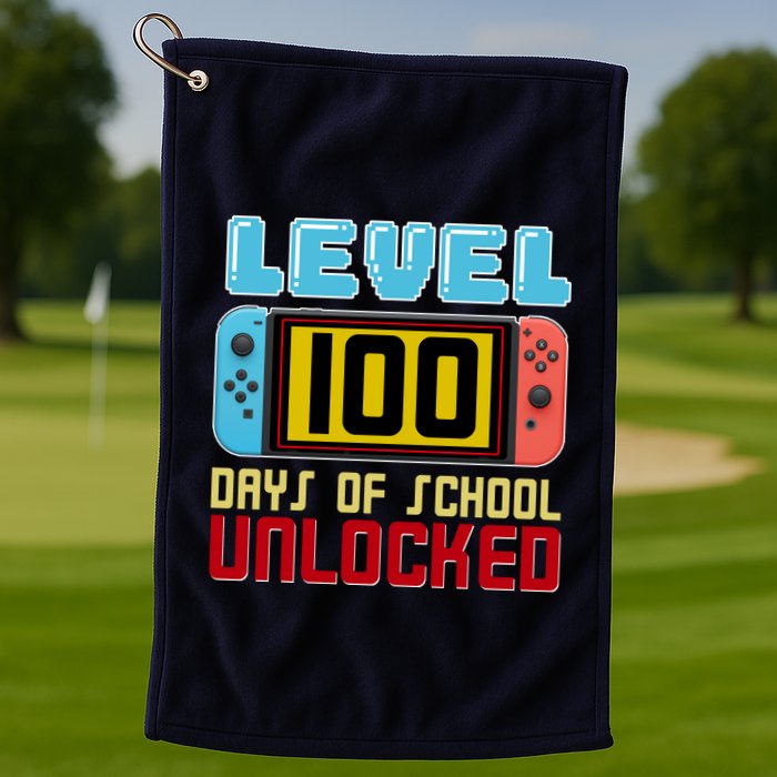 Level 100 Day Of School Unlocked Golf Towel