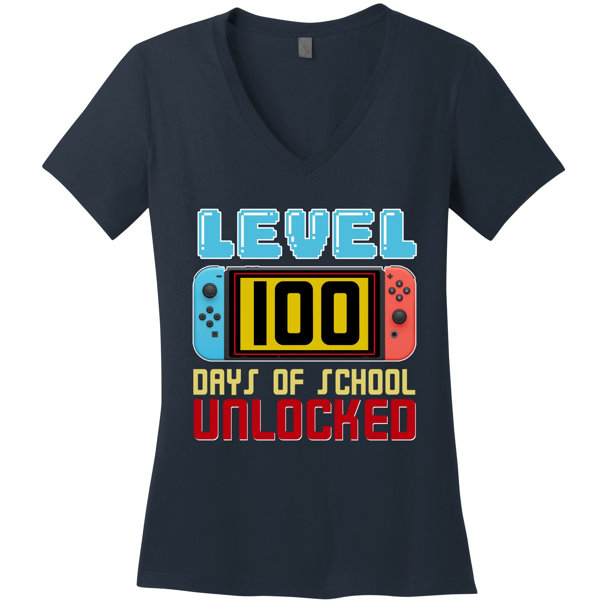 Level 100 Day Of School Unlocked Women's V-Neck T-Shirt