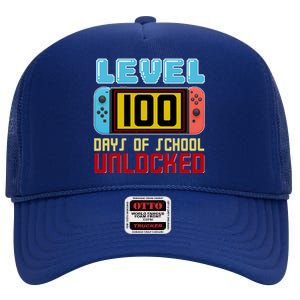 Level 100 Day Of School Unlocked High Crown Mesh Back Trucker Hat