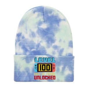 Level 100 Day Of School Unlocked Tie Dye 12in Knit Beanie