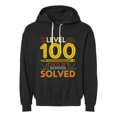 Level 100 Days Of School Solved Math Teacher Students Garment-Dyed Fleece Hoodie
