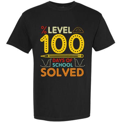 Level 100 Days Of School Solved Math Teacher Students Garment-Dyed Heavyweight T-Shirt