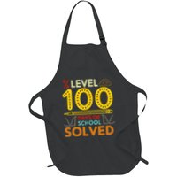 Level 100 Days Of School Solved Math Teacher Students Full-Length Apron With Pockets