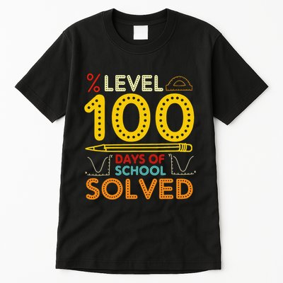 Level 100 Days Of School Solved Math Teacher Students Tall T-Shirt