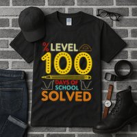 Level 100 Days Of School Solved Math Teacher Students Tall T-Shirt