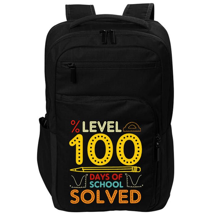 Level 100 Days Of School Solved Math Teacher Students Impact Tech Backpack