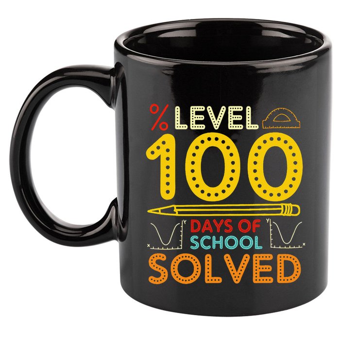 Level 100 Days Of School Solved Math Teacher Students 11oz C Handle Ceramic Mug