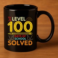 Level 100 Days Of School Solved Math Teacher Students 11oz C Handle Ceramic Mug