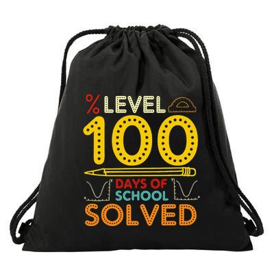 Level 100 Days Of School Solved Math Teacher Students Drawstring Bag