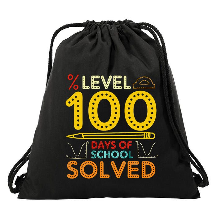 Level 100 Days Of School Solved Math Teacher Students Drawstring Bag