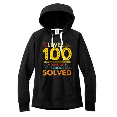 Level 100 Days Of School Solved Math Teacher Students Women's Fleece Hoodie