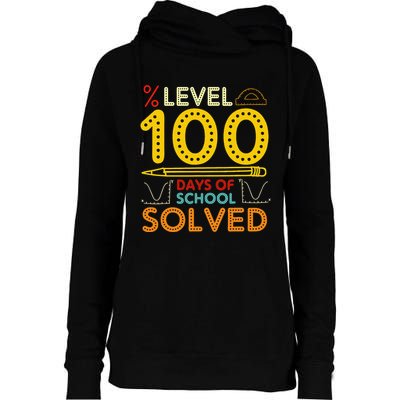 Level 100 Days Of School Solved Math Teacher Students Womens Funnel Neck Pullover Hood