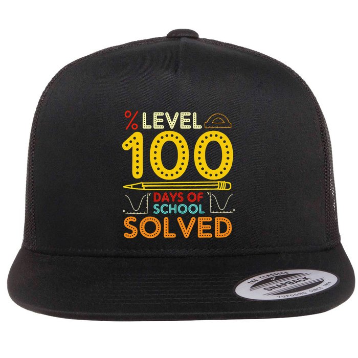 Level 100 Days Of School Solved Math Teacher Students Flatbill Hat